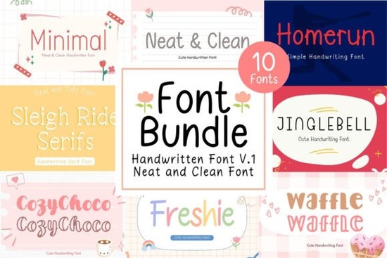 Neat & Clean Handwritten Font Bundle V.1 Font